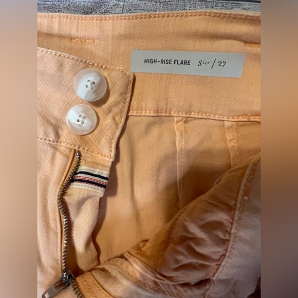 Pilcro & the Leatherpress High-Rise Flare Peach Cropped Pants Women’s 27 Belted - Picture 4 of 4